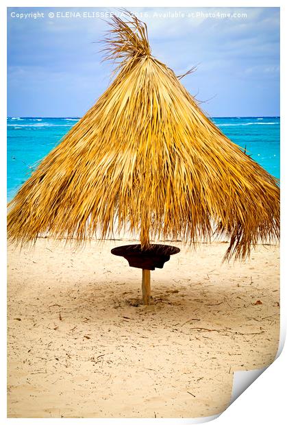 Tropical beach umbrella Print by ELENA ELISSEEVA