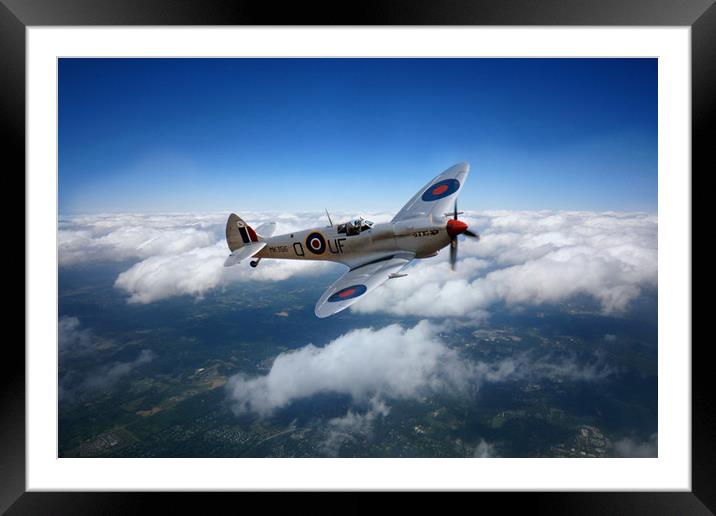 The Silver Spitfire Framed Mounted Print by J Biggadike