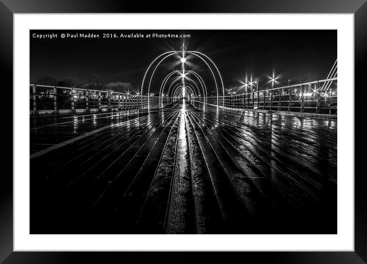 Southport Pier in the night Framed Mounted Print by Paul Madden