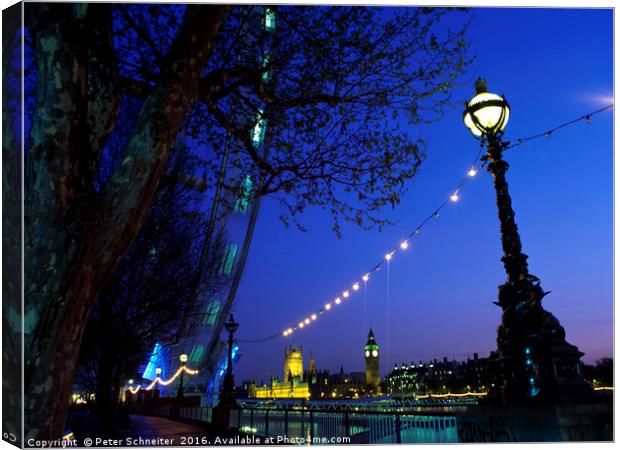 View on the River thames, London, UK Canvas Print by Peter Schneiter