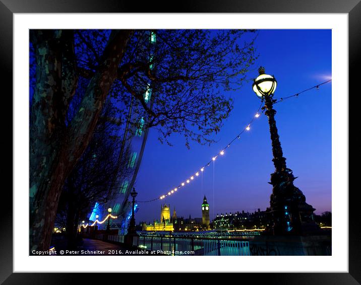 View on the River thames, London, UK Framed Mounted Print by Peter Schneiter