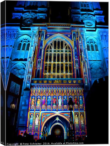 Westminster Cathedral, London Lumiere, Jan 2016 Canvas Print by Peter Schneiter