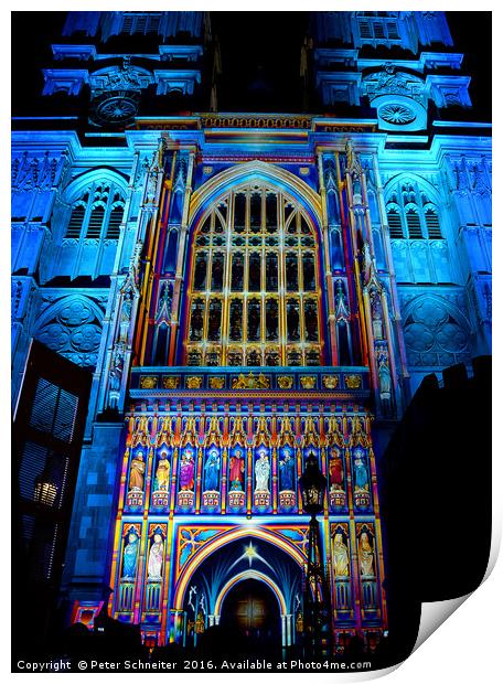 Westminster Cathedral, London Lumiere, Jan 2016 Print by Peter Schneiter