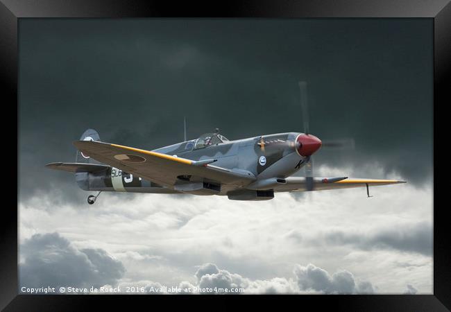 Lone Hunter, Spitfire Mk 9 Framed Print by Steve de Roeck