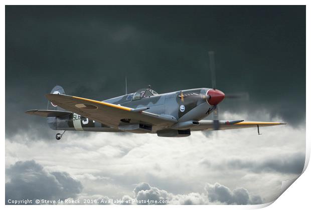 Lone Hunter, Spitfire Mk 9 Print by Steve de Roeck