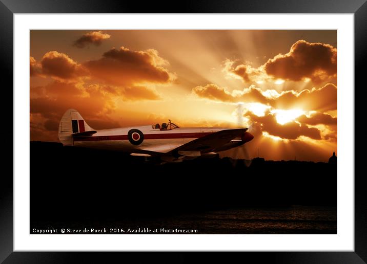 Spitfire Dawn Framed Mounted Print by Steve de Roeck