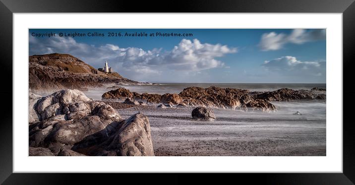 Calm sea at Bracelet Bay Framed Mounted Print by Leighton Collins