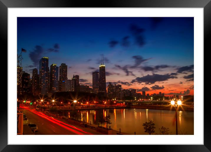 CHICAGO Sunset Framed Mounted Print by Melanie Viola