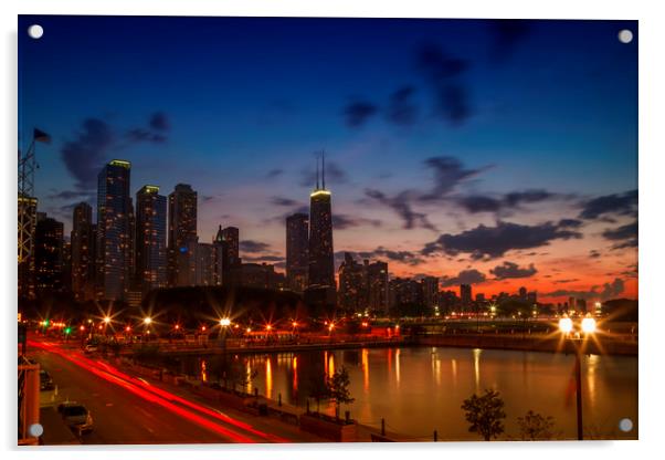 CHICAGO Sunset Acrylic by Melanie Viola