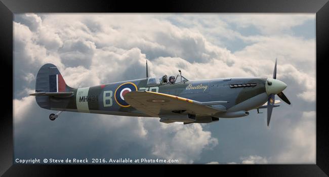 Lone Hunter, Spitfire Mk IX Framed Print by Steve de Roeck