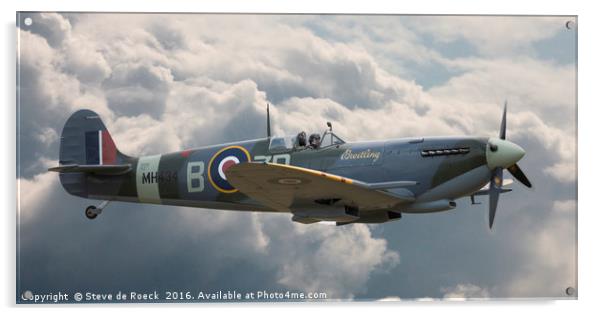 Lone Hunter, Spitfire Mk IX Acrylic by Steve de Roeck