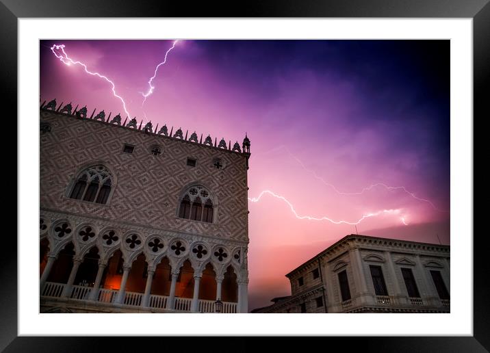 VENICE Thunderstorm over Doge's Palace Framed Mounted Print by Melanie Viola