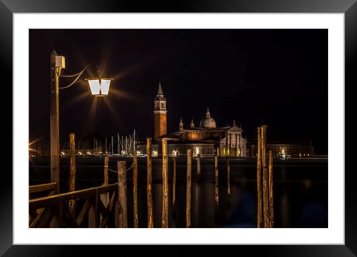 VENICE San Giorgio Maggiore at Night Framed Mounted Print by Melanie Viola