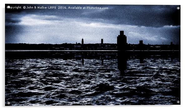 Rough Waters on the River Mersey Acrylic by John B Walker LRPS