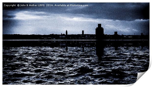 Rough Waters on the River Mersey Print by John B Walker LRPS