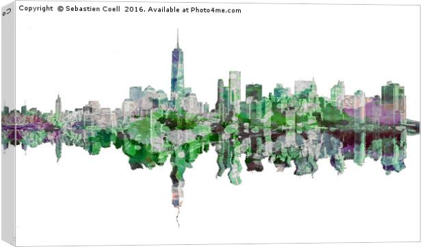 Manhattan skyline white Canvas Print by Sebastien Coell