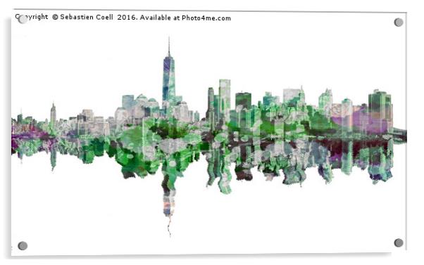 Manhattan skyline white Acrylic by Sebastien Coell