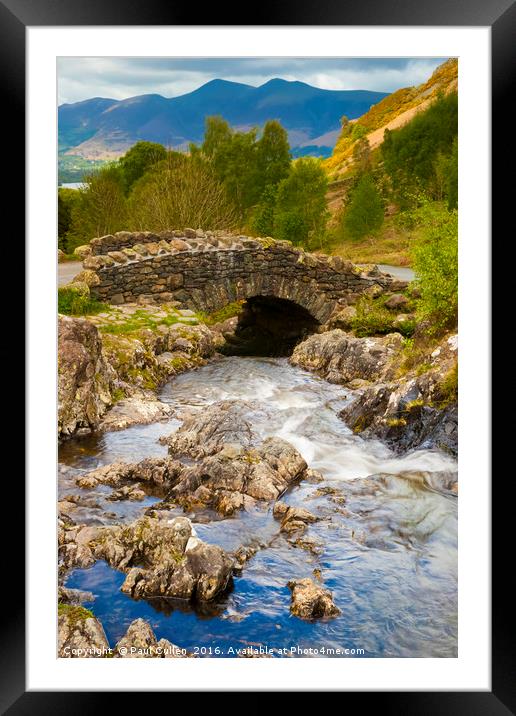 Ashness Bridge on a cloudy day. Framed Mounted Print by Paul Cullen