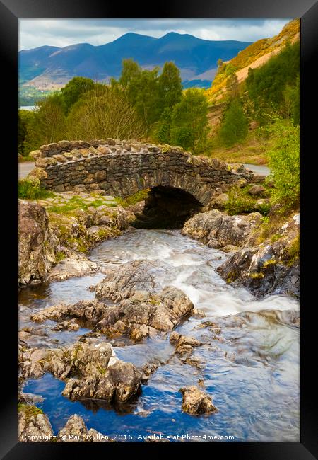 Ashness Bridge on a cloudy day. Framed Print by Paul Cullen