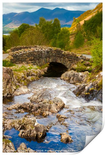Ashness Bridge on a cloudy day. Print by Paul Cullen