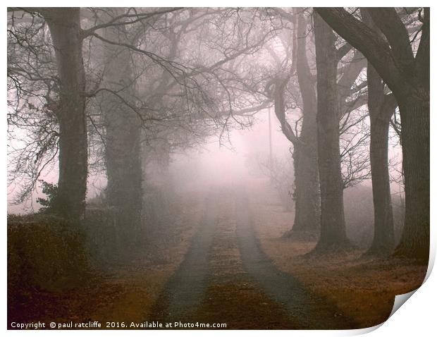 fog lane Print by paul ratcliffe