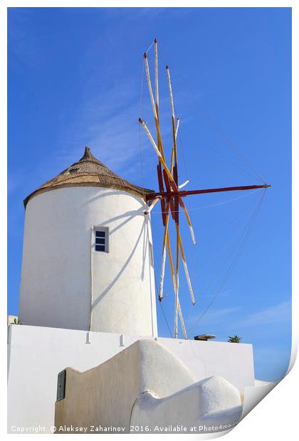 A windmill in Santorini island, Greece Print by Aleksey Zaharinov