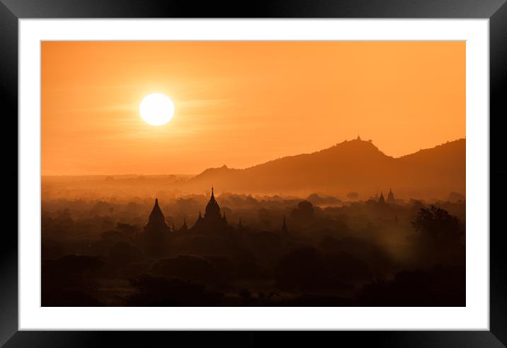 Bagan Sunrise Framed Mounted Print by Johannes Valkama