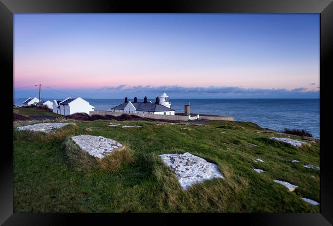 Anvil point lighthouse at sunset  Framed Print by Shaun Jacobs