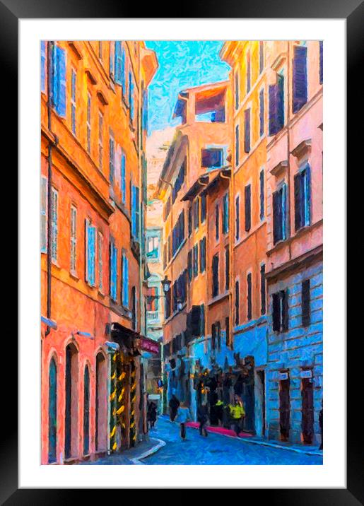 Rome Street Painting Framed Mounted Print by Antony McAulay