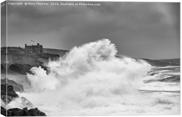 Massive Wave, Porthleven Canvas Print by Mary Fletcher