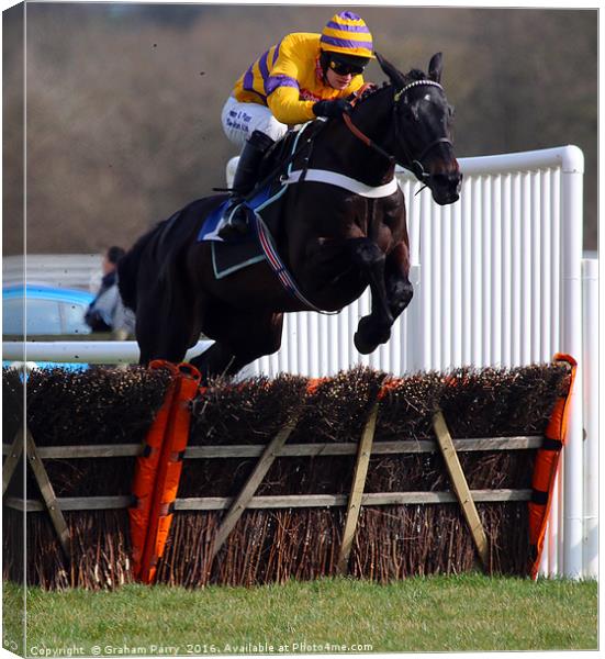 Over the Hurdles: Stratford Spring Showdown Canvas Print by Graham Parry