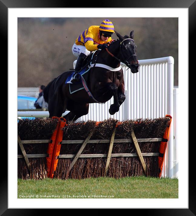 Over the Hurdles: Stratford Spring Showdown Framed Mounted Print by Graham Parry