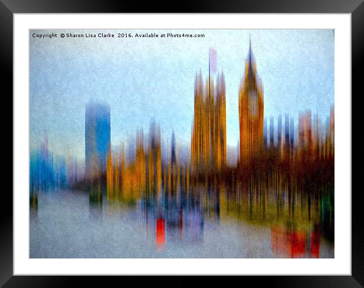 London in textured motion Framed Mounted Print by Sharon Lisa Clarke