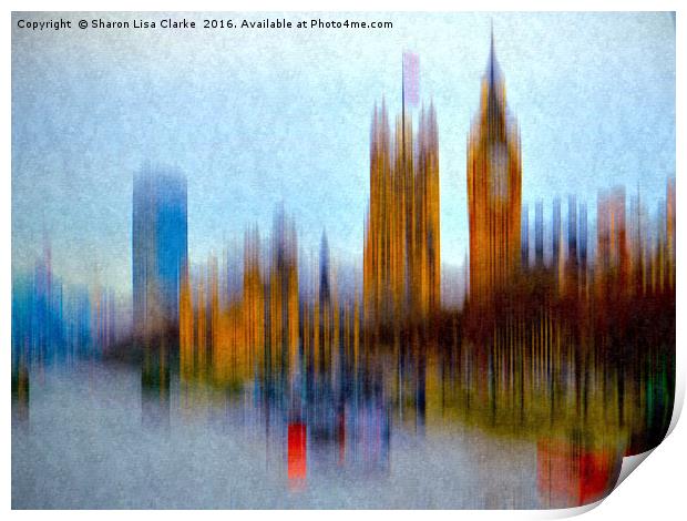London in textured motion Print by Sharon Lisa Clarke