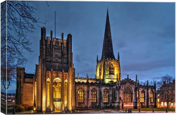 Sheffield Cathedral at Night Canvas Print by Darren Galpin