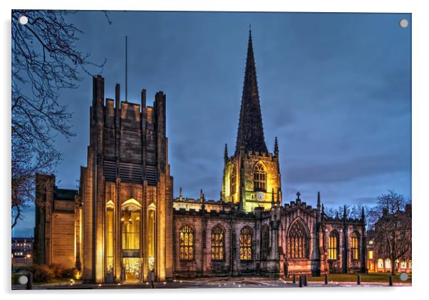 Sheffield Cathedral at Night Acrylic by Darren Galpin