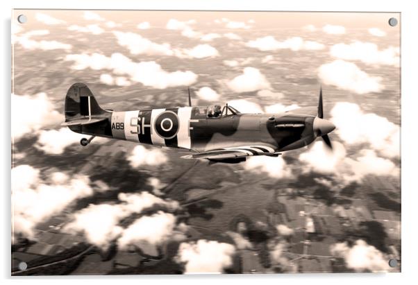 Spitfire AB910 - Sepia Acrylic by J Biggadike