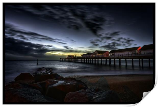 Between night and day - Southwold pier Print by Gary Pearson