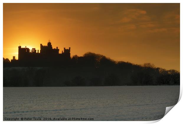 Winters sunset at Belvoir Castle Print by Peter Towle