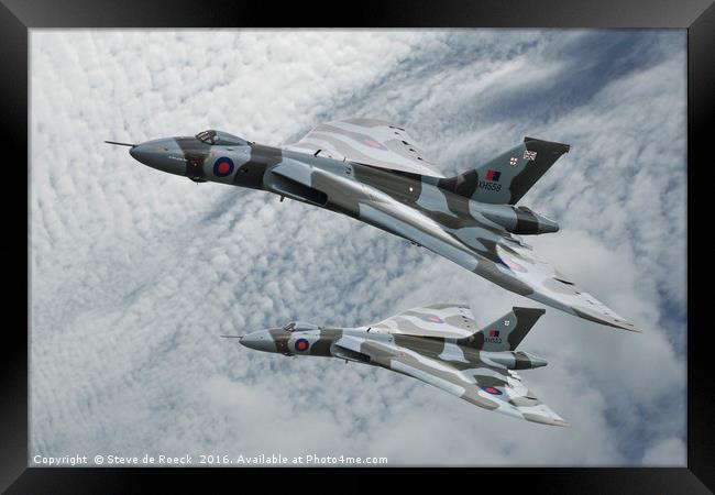 Vulcans To The Skies Framed Print by Steve de Roeck