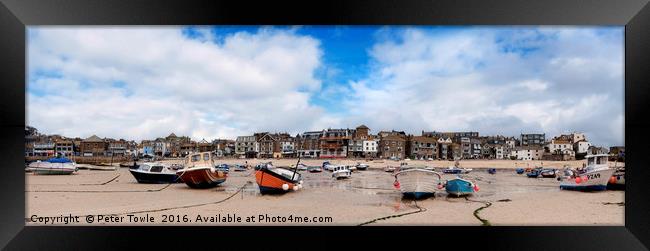 Fishing boats at low tide,St Ives, Cornwall Framed Print by Peter Towle