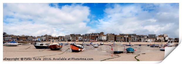 Fishing boats at low tide,St Ives, Cornwall Print by Peter Towle