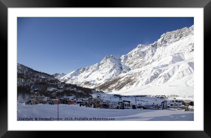 Cervinia in the valley Framed Mounted Print by Steven Plowman