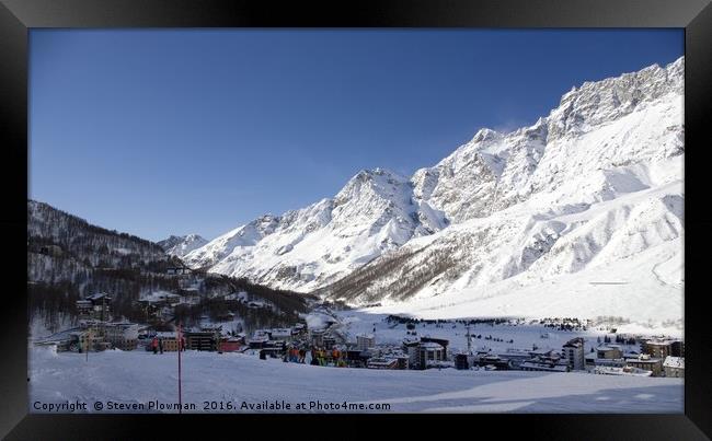 Cervinia in the valley Framed Print by Steven Plowman