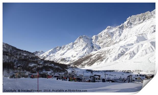 Cervinia in the valley Print by Steven Plowman