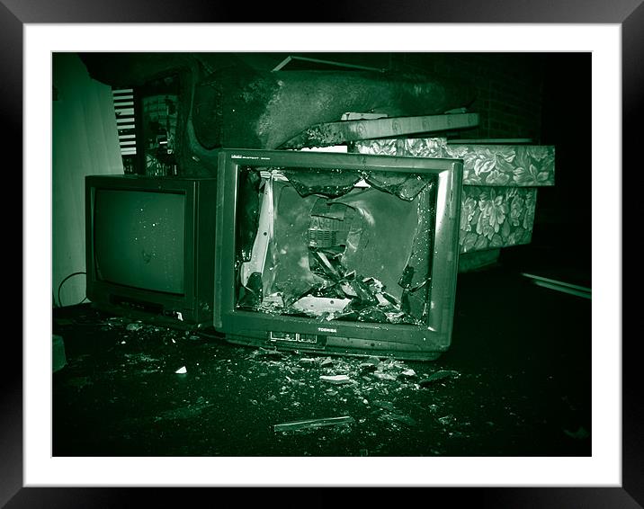 Destruction of Television Framed Mounted Print by Anth Short