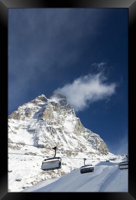 Snow cloud on The Matterhorn Framed Print by Steven Plowman