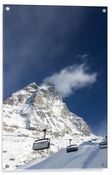 Snow cloud on The Matterhorn Acrylic by Steven Plowman