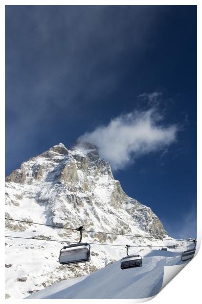 Snow cloud on The Matterhorn Print by Steven Plowman