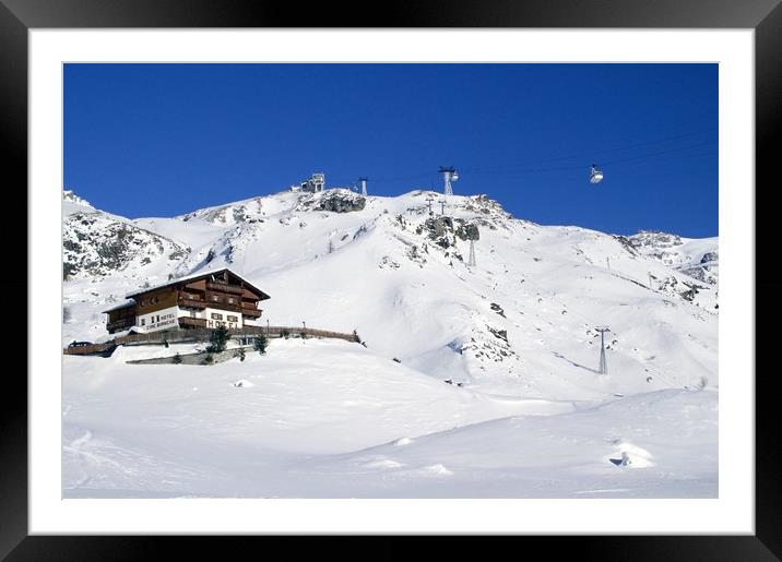 The cable car at Cervinia Framed Mounted Print by Steven Plowman